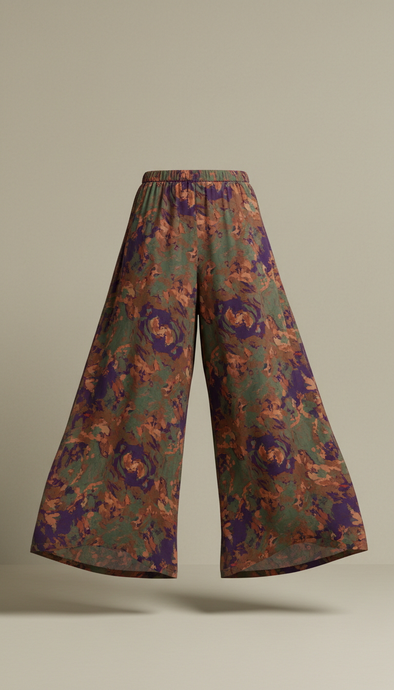 Forest sage wide-leg pants rayon