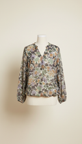 Dark floral chiffon blouse
