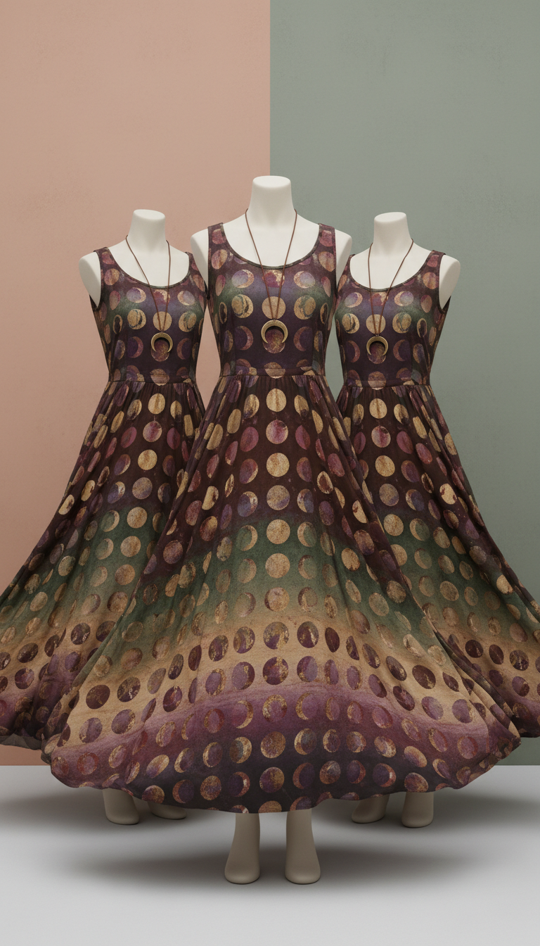 Moon phase maxi dress in cotton