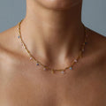 Twisted Stainless Steel Link Chain Necklace Women Fashion Summer Boho Jewelry Rainbow Crystal Charm Necklace