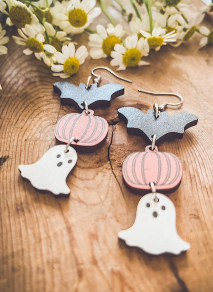 Adorable Wooden Halloween Earrings