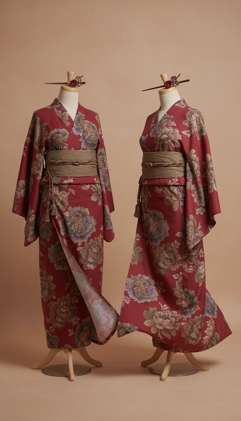Berry moon floral kimono chiffon